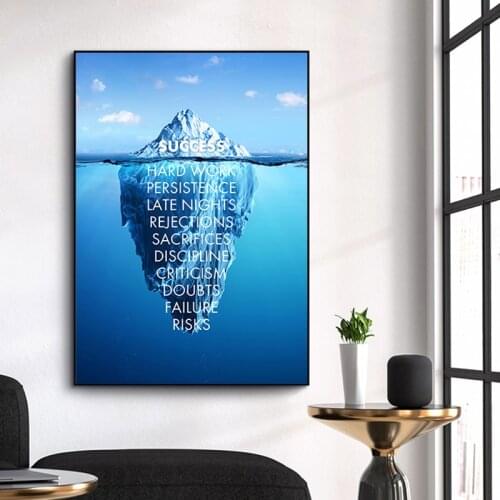 Inspiration Artwork Iceberg of Success Quote Canvas Art Posters Nordic Wall Art Paintings on The Wall Cuadros Picture Home Decor