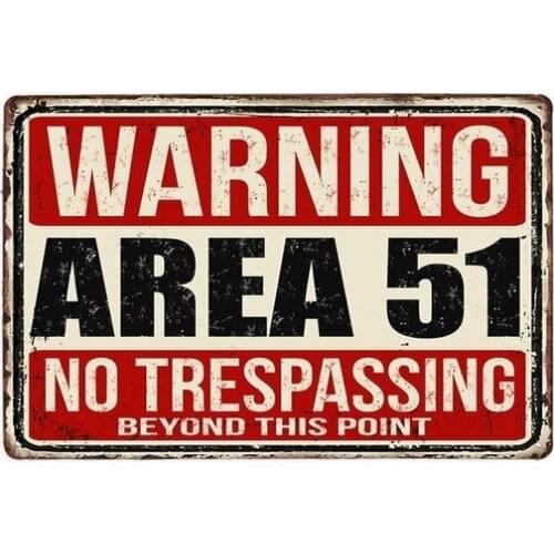 Area 51 Tin Sign Metal Poste UFO Vintage Plaques Decorative Wall Plates Retro Cafe Bar Decoration 20x30cm