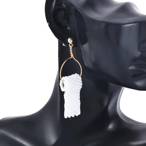Roll Paper Dangle Drop Earrings Funny 3D Tissue Geometric Drop Earrings Creative Paper Towel Toilet Paper Earrings for Women New