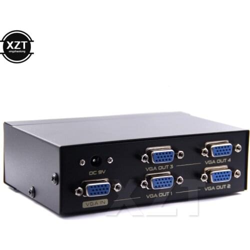High Quality 350Mhz 4 Port VGA Splitter VGA Video sharing 1-in-4-out Support 2048 * 1536 Converter VGA Audio adpater