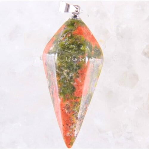 Fashion Jewelry 35x15MM Natural Multi-color Unakite Epidote Pendant 1Pcs K1624