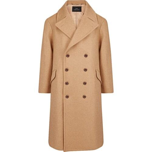 Winter Woolen Overcoat Luxury Mens Thick England Style Double Breasted Belt Loose Warm Long-Length Trench Coat Male Jacket