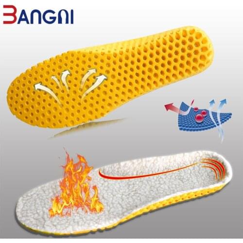 BANGNI Winter Warm Insoles Heated Cashmere Thermal Shoes Pad Thicken Breathable Sports Insert Boots Arch Support Sole Men Women