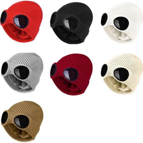 Winter Knitted Glasses Hats For Men and Women Earmuffs Urinal Caps Plus Velvet Warm Curling For Outdoor Skiing