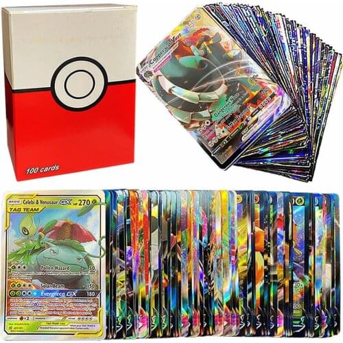 100pcs Pokemon English Version V VMAX Shining Cards Box Display Pokémon EX GX MEGA Playing Game Carte Battle Trading Toys Gifts