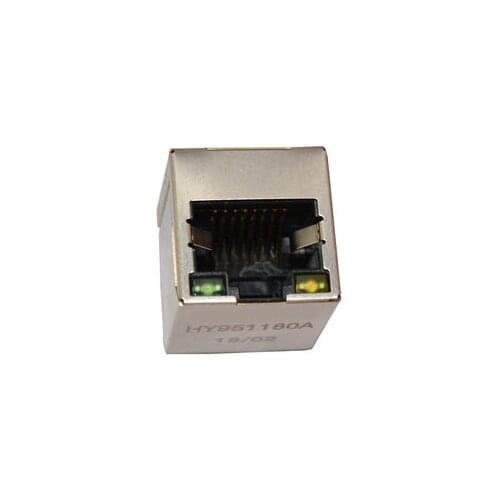 2PCS HY951180A RJ45 network port with light network transformer vertical straight plug 180 degrees