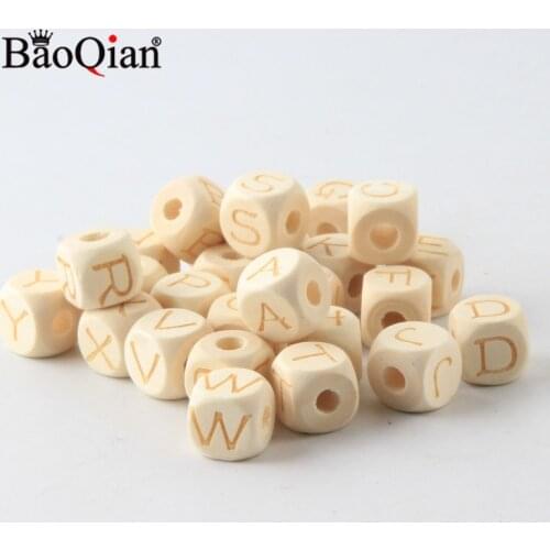 20pcs/lot 12mm Mixed Wood Letter Beads Natural Square Alphabet Beads For Jewelry Making DIY Crafts Scrapbooking Decoration