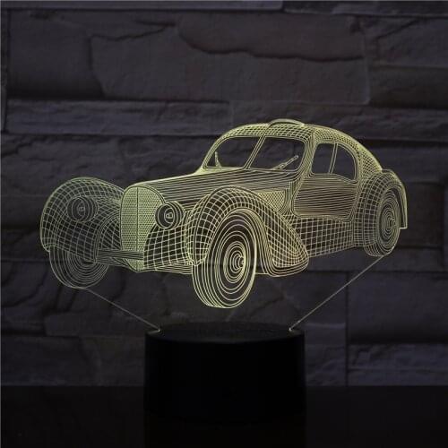 3D Lamp Vintage Car Best Present for Teenager for Birthday Decoration Atmosphere Color Changing with Remote Led Night Light Lamp