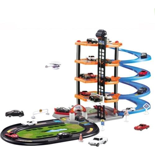 4-Layers Racing Tracks Toys Electric Railway Rail Car Toys Assemble Racing Tracks Car Parking Lot Toys for Children Gift
