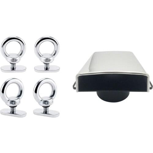4Pack Stainless Steel Kayak Track Mount Tie Down Eyelet Rail & 1x Vent with Nylon Base Marine Stainless Steel 304 Top