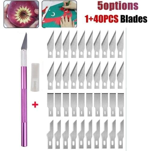 40pcs Blades Non-Slip Metal Scalpel Kn-ife Tools Kit Cutter Engraving Craft Kni-ves PCB DIY Hand Tool Sets