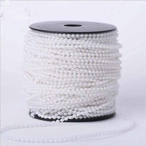 50Meters/Roll Length 3MM White Beige Artificial Pearls Bead Garland Spool Rope Table Centerpiece Wedding Party Home Decoration