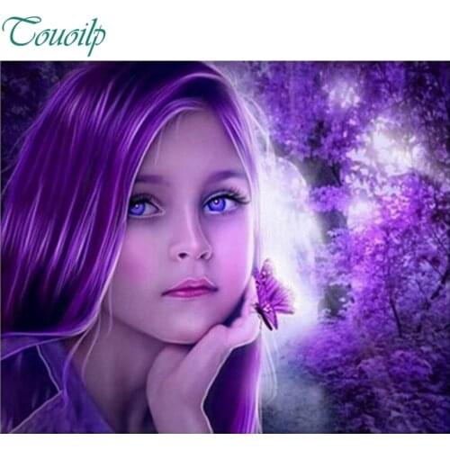 5d Diy Diamond Painting Cross Stitch Purple beautiful girl Diamond Embroidery Crystal Round Diamond Mosaic Pictures Needlework
