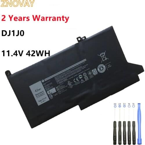 ZNOVAY DJ1J0 Laptop Battery For DELL Latitude 12 7000 7280 7380 7480 Tablet PC PG74G PGFX4 ONFOH DJ1JO 11.4V 42WH