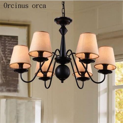 American style village simple iron linen chandelier living room bedroom restaurant pastoral romantic creative Chandelier