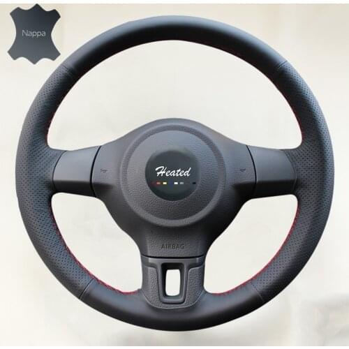 Genuine leather car covers Car Steering Wheel Cover for Golf 6 Mk6 VW Polo MK5 2010-2013 Braid on the steering wheel