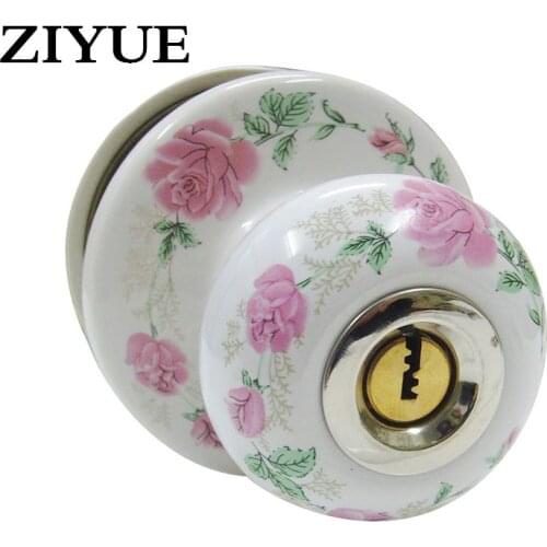 Free Shipping Modern Style Pink Peony Flower Full Ceramic Ball Lock Pastoral