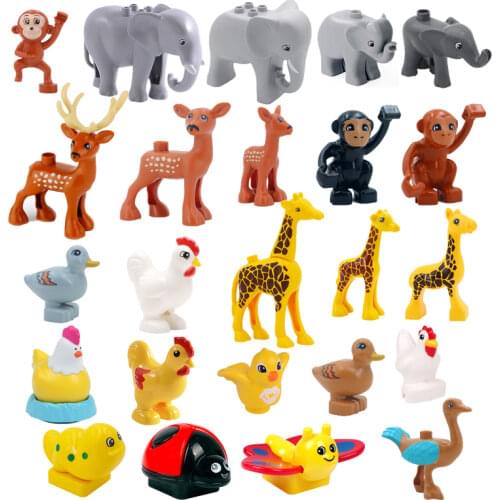 Animals Big Building Blocks Model Figures Accessories Compatible Bricks Zoo Dinosaur Eggs Duck Velociraptor Education Toys Gift