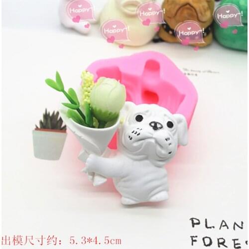 C1024 bouquet dog aromatherapy silica gel mold car outlet clamp mould