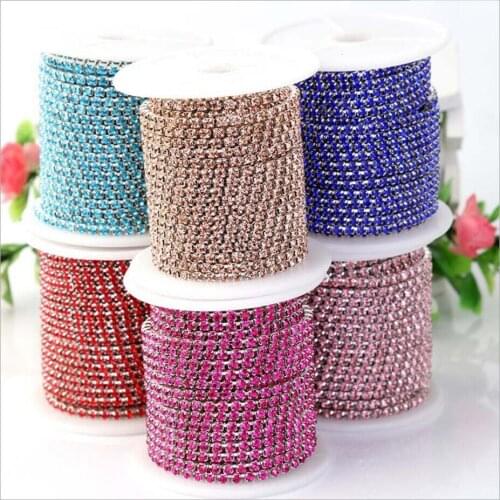 2/2.5/2.8/3mm 1M/lot High Quality 23 Colors Transparent Rhinestone Chain For DIY Craft Glue-On Sewing Clothes Accessories