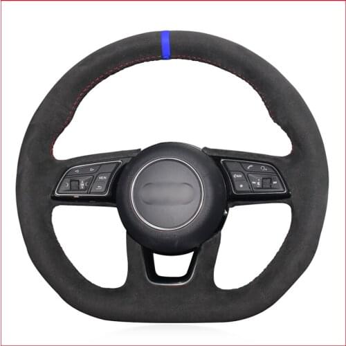 Black Suede DIY Hand stitched Car Steering Wheel Cover for Audi A3 (8V) A4 (B9) Avant A5 (F5) A1 (8X) Sportback Q2 2016-2019