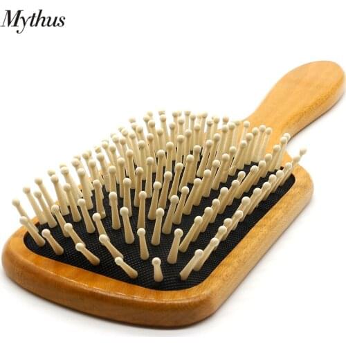 Mythus Wooden Paddle Hair Brush Air Cushion Brush Comb For Hair Scalp Massage Detangle Hairbrush In Ball Tip Hairstyling Tools