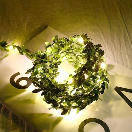 3M 30LED Warm White Tiny Green Leaf String Light Garland Copper Wire Fairy Light Night Lamp for Holiday Christmas Party Wedding