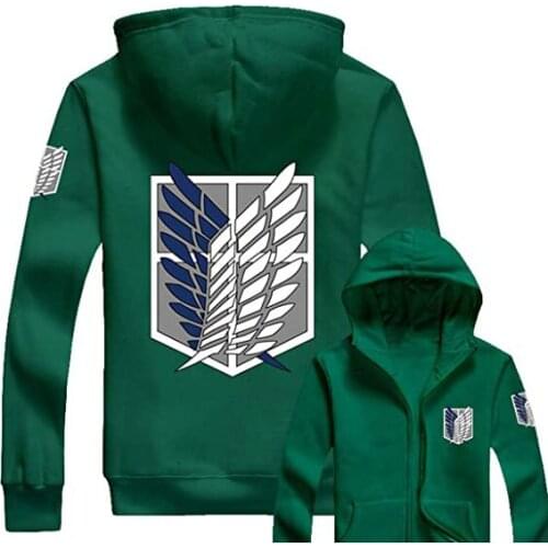 Green Black 2 Colors Halloween Anime Attack on Titan Unisex Cosplay Costume Hoodie Scouting Legion Hooded Jacket S-3XL