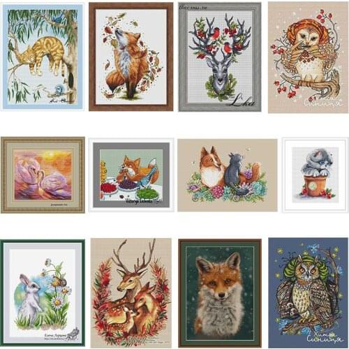 Cat wolf owl animal series pattern Cross Stich Embroidery set Electronic drawing Cross Stich Needlework