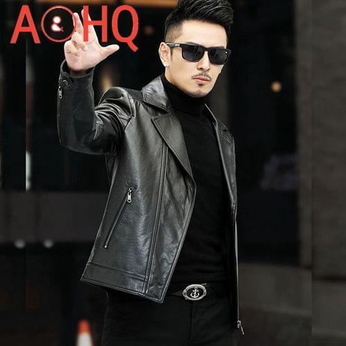 2021 Fashion Men Genuine Leather Jacket Short Casaul Slim Mens Coats and Jackets Spring Motorcycle Outwear Ropa Hombre WPY9959