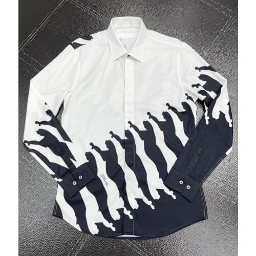 Top Brand Design Men Shirt Casual Long Sleeve Slim Business male Dress Shirts Plus size High quality Cotton Printed Camisas