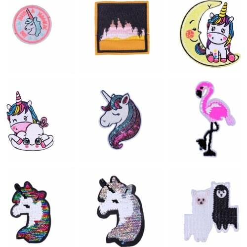 Cute Unicorn Patch For Kids Embroidered Patches For Clothing Iron Bikes Applique Decor Clothing Fusible Sewing Patches Fabric