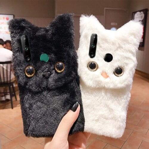 3D Cat for Huawei Y9 Y5 Y6 Y7 Pro 2019 Y5P Y6P 2020 Soft Warm Case Honor 6A 6C 7A 8A 8C 6X 7X 8X Honor 8 9 10 20 Lite Plush case
