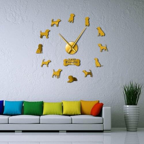 Small Hound Dog Breed English Beagle DIY Wall Art Decoration Giant Wall Clock Beagle Dog Pet Lovers Home Decor Modern Wall Clock