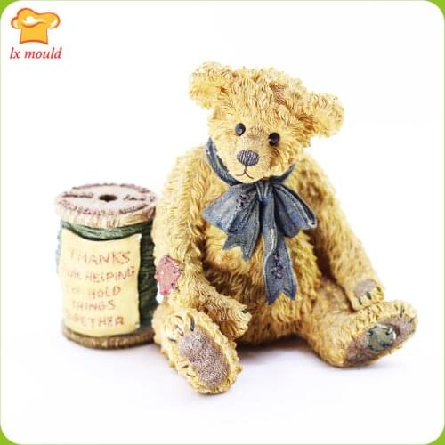 2021 New Wire Wheel Teddy Bear Silicone Molds Soap Polymer Clay Candle Mould
