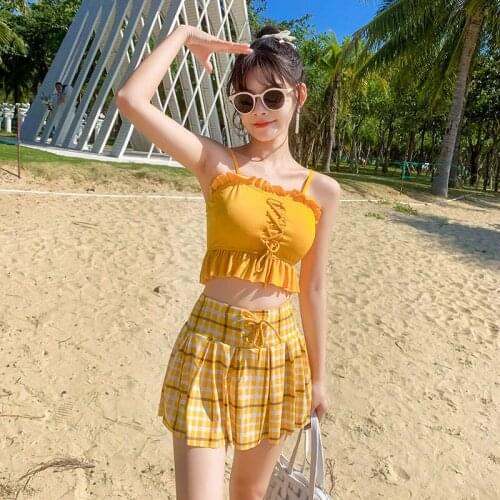 2021 New Korean Style Sexy Cut Out Two Piece Swimsuit Women Swimwear Straps Monokini Push Up Swim Suit Bathing Suit Beachwear