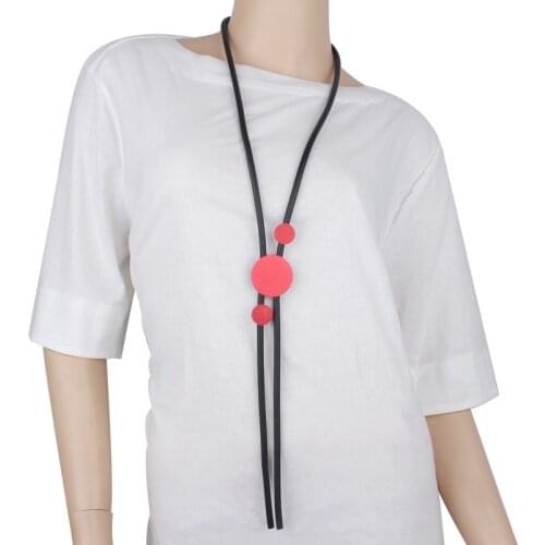 JID New Gothic Rubber Long Necklace Women Simple Handmade Pendant Necklaces Fashion Round Alloy Jewelry Festival Gift Wholesale