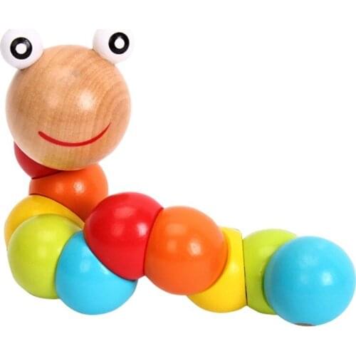 New New Worm Twist Puppet Cognition fun Educational Toys Changeable Shape Wooden Blocks Kids Colorful Caterpillar Baby Toy