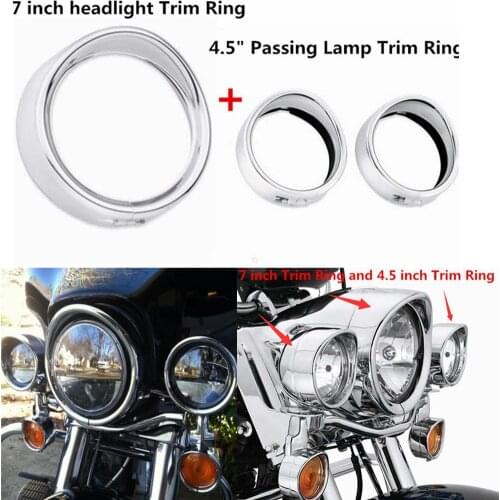 7"+4.5" Inch Headlight Trim Ring Visor Bezel Style For Touring Road King Electra Glide Trike 08-18