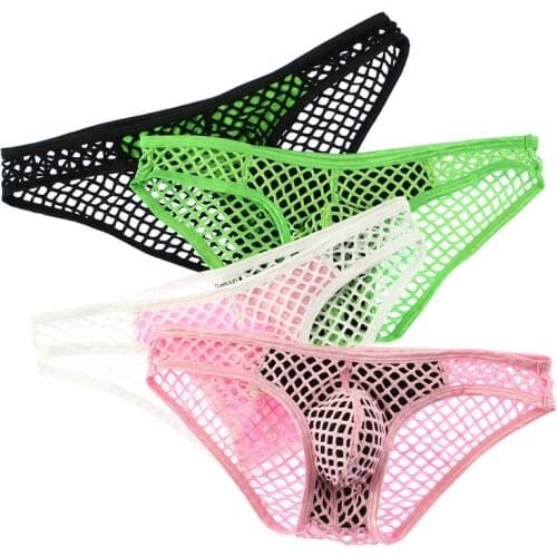 Sexy Mens Underwear Mesh See Through Low Rise Underpants Male Homme Panties Penis Pouch Mens Briefs Bikini Hombre Lingerie Men