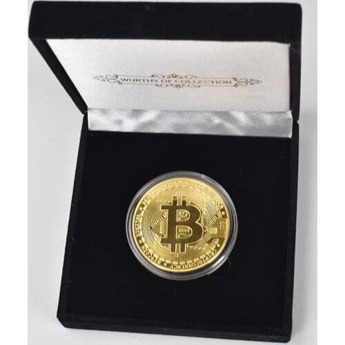 Gold Plated Hot sale Bitcoin Coin Bit Coin with black gift box Packaging Metal Commemoration Coin