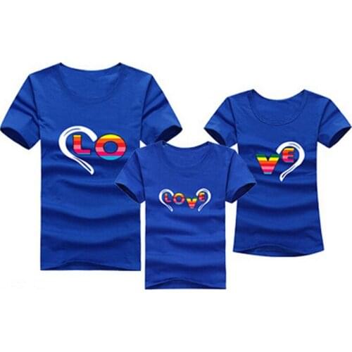 Heart-shaped Rainbow Love Clothes Family Matching Outfits Mother Father Daughter Son T-shirt