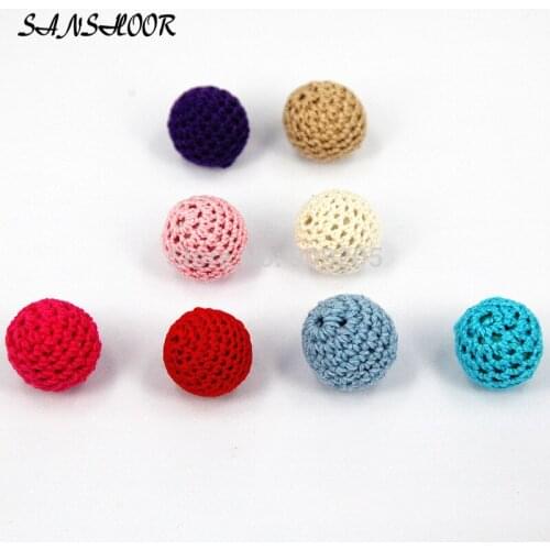 SANSHOOR New Design Vintage Delicate Candied color Wooden Crochet Beads for Necklace Women MXQ-001AH 50pcs/lot