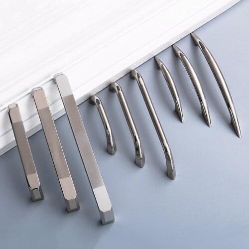 2PCS Zinc Alloy Silver Cabinet Pulls Cabinet Drawer Wardrobe Cupboard Furniture Hardware Door Handle 64/96/128/160 Hole