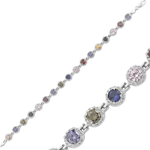 Silver Colorful Stone Water Ways Women 'S Bracelet