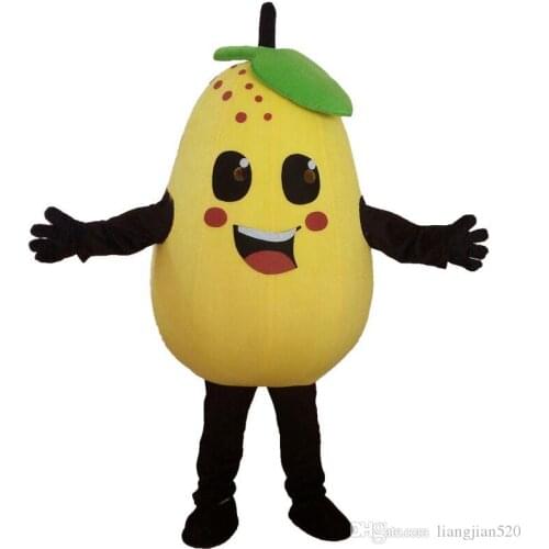 Snow Pear Mascot Costume EVA Adult Size Pear Cartoon Clothing Fruits Yellow Pear Christmas Mascot Party Dress