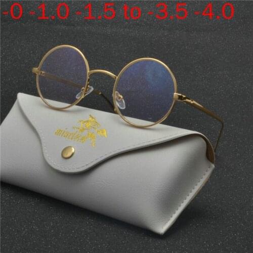 Transitional Sun Photochromic Myopia Metal Round Eyewear Frame Myopia Glasses For Women And Men -1.0 -1.5 -2.0 -2.5 -3.0 -3.5 NX