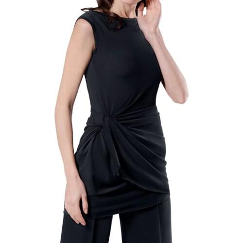 Sleeveless waist ruffle design Latin dance modern dance practice top T17015