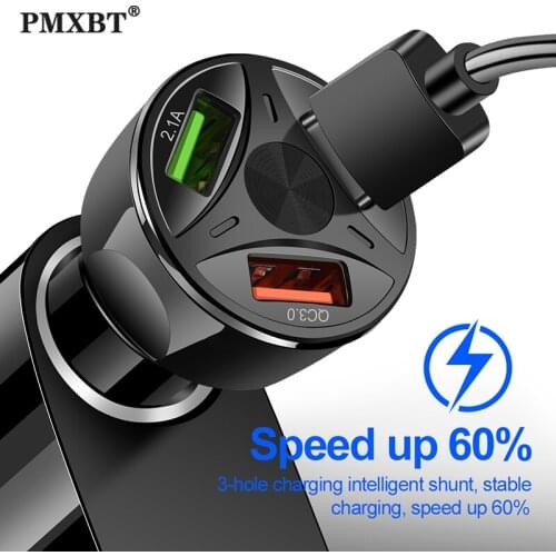 Quick Charge 3.0 Car Charger Universal 18W Fast Charging GPS 3 Port USB Car-Charger For iPhone Samsung iPad USB Charger Adapter
