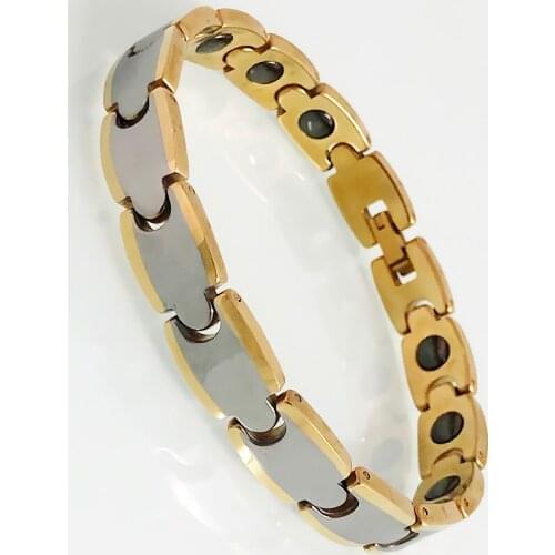 Couple Soild Golden Tungsten Steel Bracelets Mens Health Care Hematite Therapy Magentic Wristband Womens Jewelry Lovers Gifts